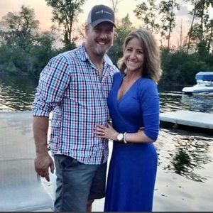 Blue 3/4 Sleeve Maxi Dress